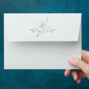 Enveloppe Chic Blue Floral Adresse de retour Quinceanera