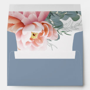 Enveloppe Chic Blush Floral Dusty Blue Faire-part de mariage