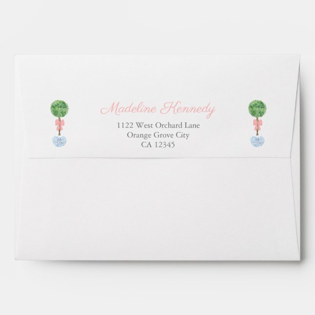 Enveloppe Chic Boxwood Baby Girl Shower Adresse de retour Li (Dos (Haut rabat))