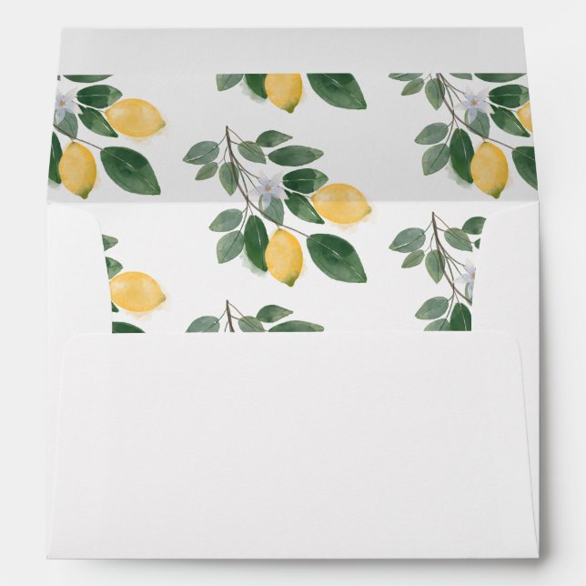 Enveloppe Chic Citrus Lemon & Greenery Adresse de retour (Dos (Bas))