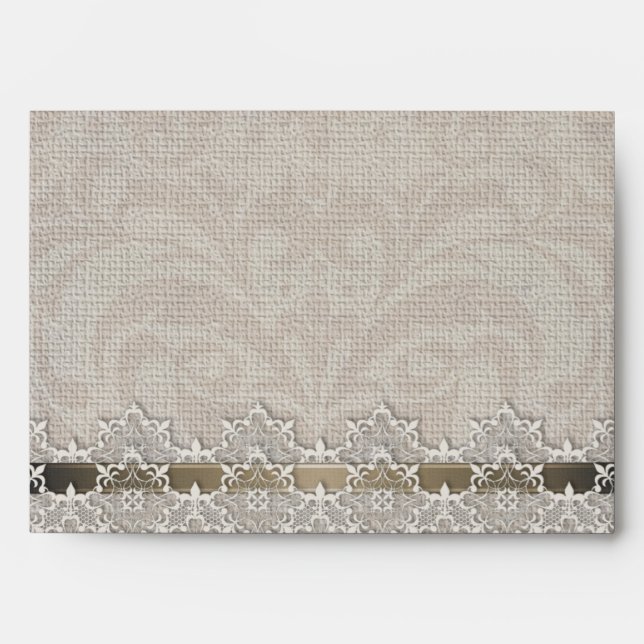 Enveloppe Chic Creme Lace & Burlap (Devant)
