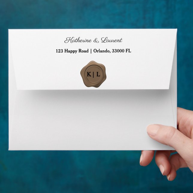 Enveloppe Chic Faux Bronze Sceau de cire et initiales person (Hand)