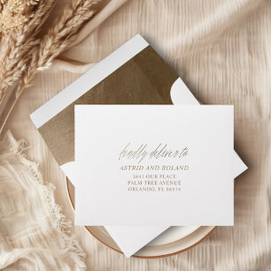 Enveloppe Chic Faux Gold Calligraphie Mariage RSVP