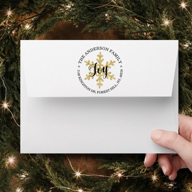 Enveloppe Chic Festif Fnowflake Adresse de retour personnali (Créateur téléchargé)