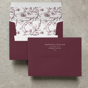 Enveloppe Chic floral croquis Texte Mariage Bourgogne
