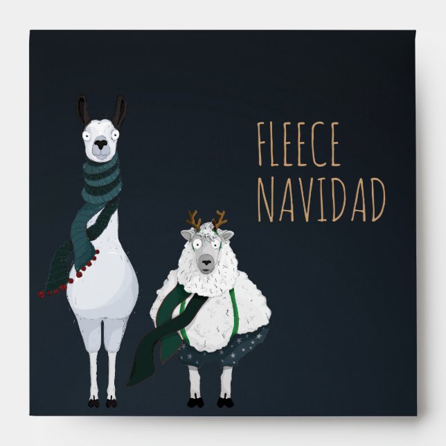 Enveloppe Chic Funny Fleece Navidad Dark Blue Customizable  (Devant)