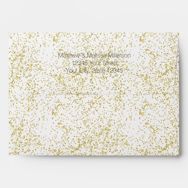 Enveloppe Chic Gold White Confetti Sparkle (Dos (Haut rabat))