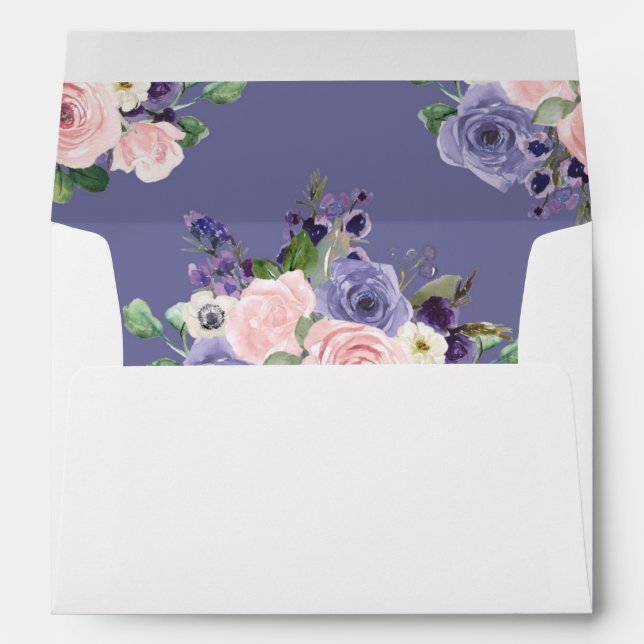 Enveloppe Chic Lavande violette Lavande Mariage Floral (Dos (Bas))