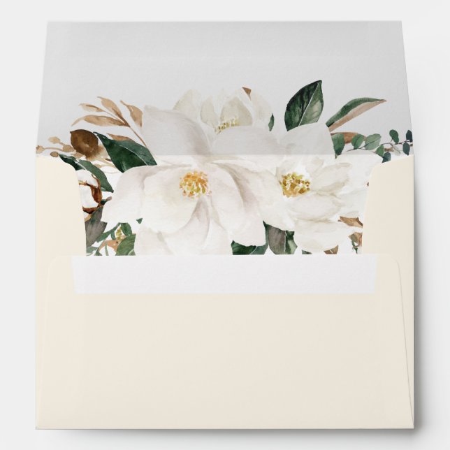Enveloppe Chic Magnolia Floral Greenery 5x7 Card Mariage A7 (Dos (Bas))