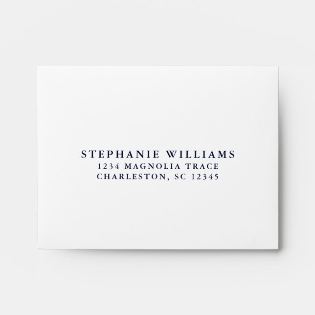 Enveloppe Chic Mariage simple élégant moderne blanc & bleu (Devant)