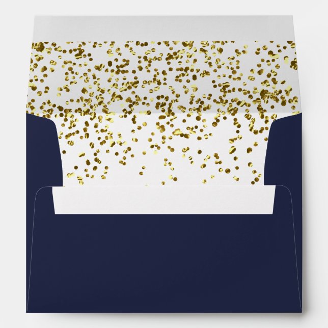 Enveloppe Chic or confetti marine bleu mariage adresse (Dos (Bas))