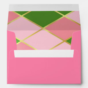Enveloppe Chic Pink et Vert Argyle Linter Noël