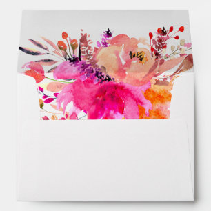 Enveloppe Chic rose blanc Aquarelle Florale Élégant Mariage