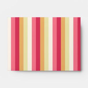Enveloppe Chic rose clair rouge rayures jaune Motif