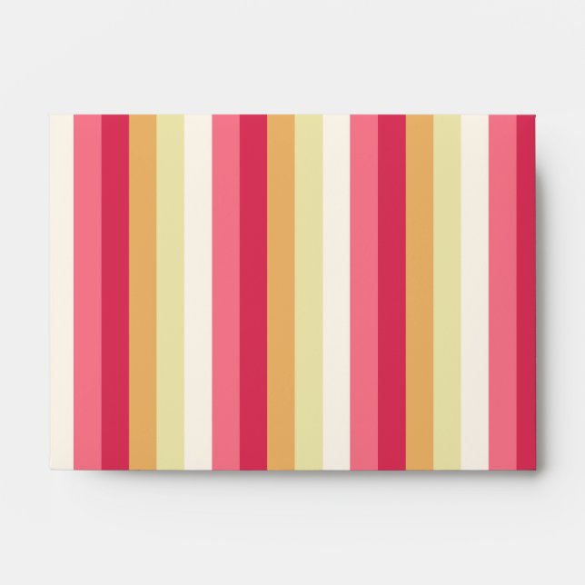 Enveloppe Chic rose clair rouge rayures jaune Motif (Devant)