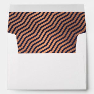 Enveloppe Chic Rose en cuivre or huile Chevron Navy bleu