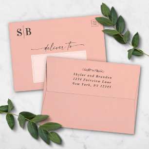 Enveloppe Chic rose pâle simple A7 5x7 Faire-part de mariage