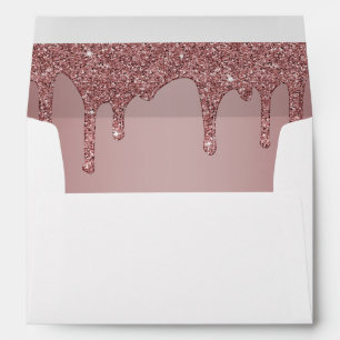 Enveloppe Chic Rose Rose Gold Parties scintillant gouttes