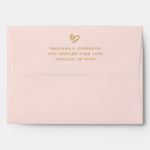 Enveloppe Chic rose vif avec coeur doré