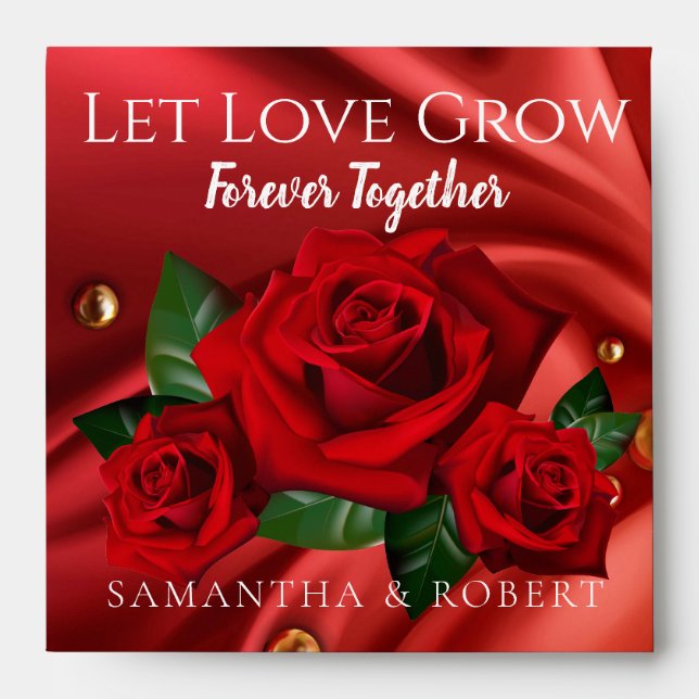 Enveloppe Chic Rouge Turc Roses Mariage Favoriser les graine (Devant)