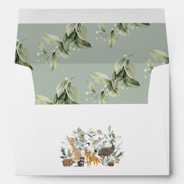 Enveloppe Chic Sage Green Australian Animaux Adresse de reto (Dos (Bas))