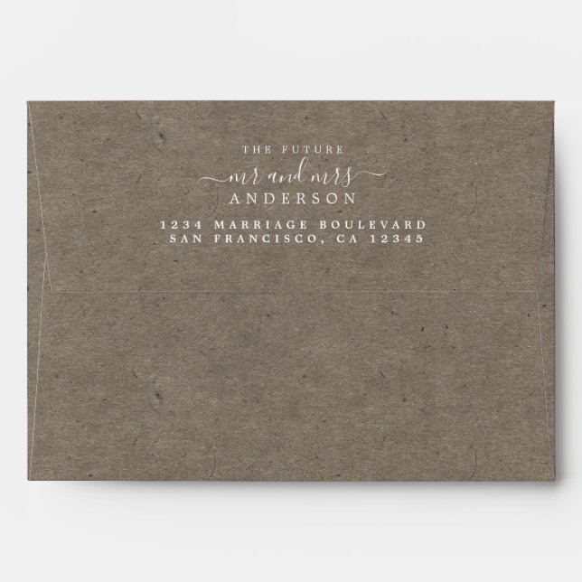 Enveloppe Chic Script Future M. Mme Mariage Adresse de retou (Dos (Haut rabat))