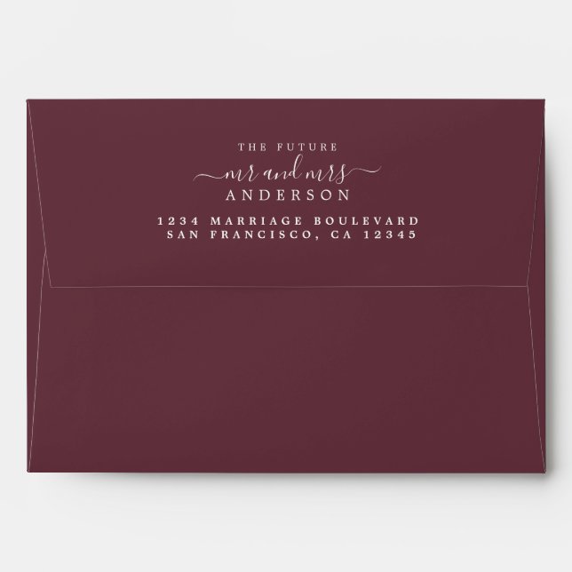 Enveloppe Chic Script Future M. Mme Mariage Adresse de retou (Dos (Haut rabat))