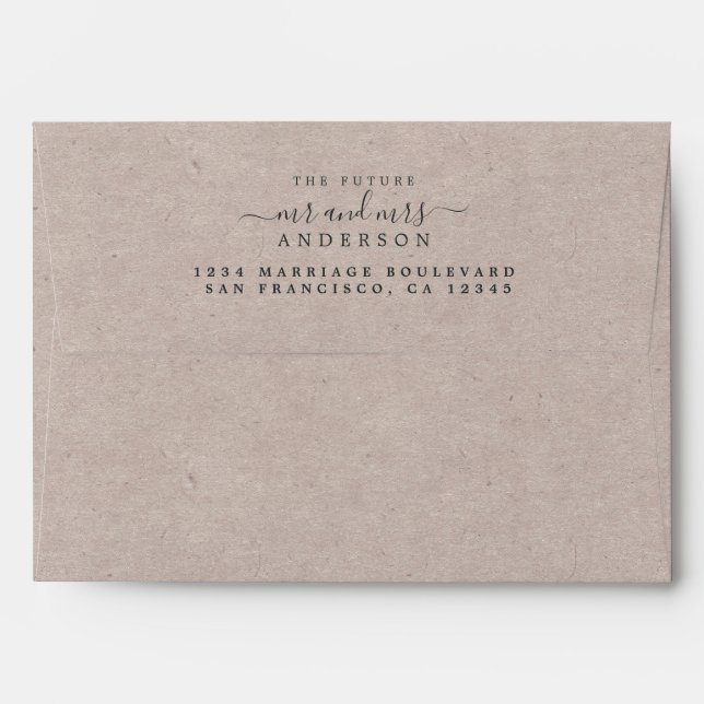 Enveloppe Chic Script Future M. Mme Mariage Adresse de retou (Dos (Haut rabat))