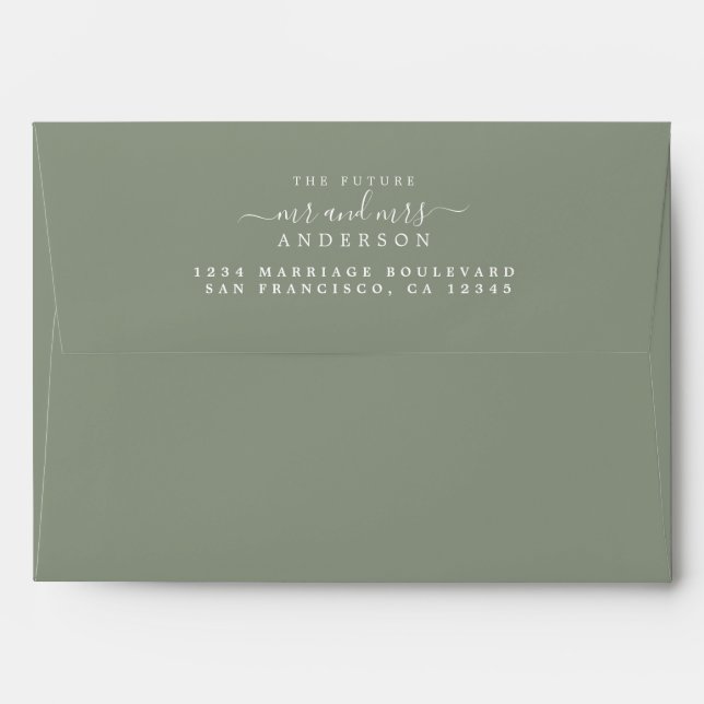 Enveloppe Chic Script Future M. Mme Mariage Adresse de retou (Dos (Haut rabat))