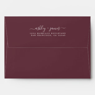 Enveloppe Chic Script Names Burgundy Mariage Adresse de reto