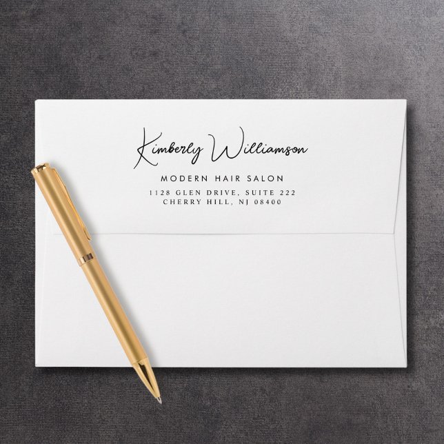 Enveloppe Chic Signature Script Adresse de retour d'affaires (Empower your name in our signature script as your logo and brand identity)