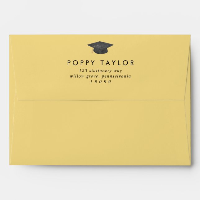 Enveloppe Chic Yellow Graduation Faire-part (Dos (Haut rabat))