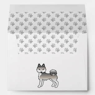 Enveloppe Chien de dessin animé mignon Klee Kai d'Alaska gri