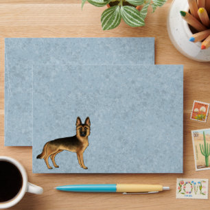 Enveloppe Chien de race Shepherd allemand noir et feu sur fo