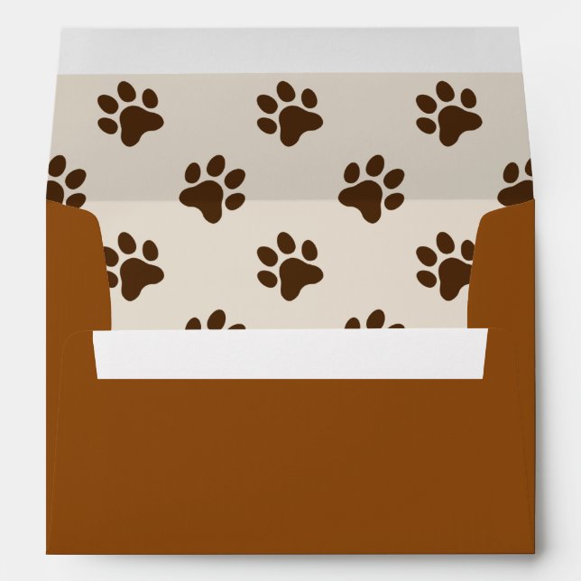 Enveloppe Chien mignon noir empreinte de patte et blanc (Dos (Bas))