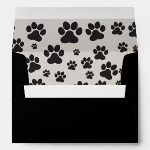 Enveloppe Chien mignon noir empreinte de patte et blanc