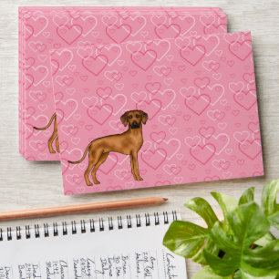 Enveloppe Chien Rhodesian Ridgeback Amour Motif Cœur Rose