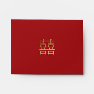 Enveloppe Chinois Double Bonheur Or Insérer Argent Rouge