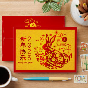 Enveloppe Chinois Nouvel An Rabin Hong Bao Rouge Huile Jaune