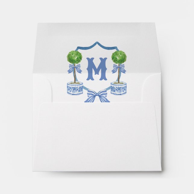 Enveloppe Chinoiserie Aquarelle Bow Topior Monogramme Crest (Dos (Bas))