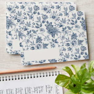 Enveloppe Chinoiserie Blue Floral Français Vintage esthétiqu