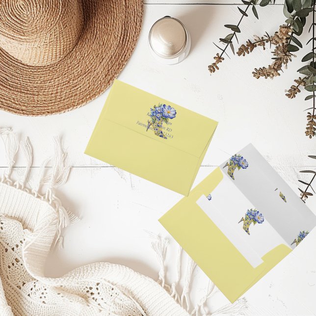 Enveloppe Chinoiserie jaune moderne Floral High Heel (Créateur téléchargé)