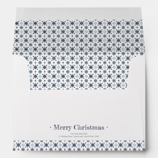 Enveloppe Christmas Blue Snowflop Adresse de retour (Dos (Bas))
