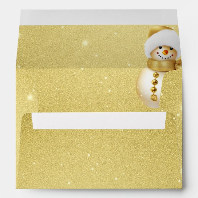 Enveloppe Christmas Celebration Golden Snowman Holidays (Dos (Bas))