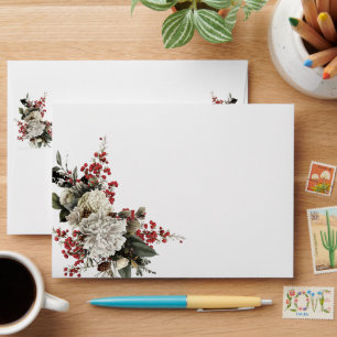 Enveloppe Christmas Floral Elegant Custom Return Adresse