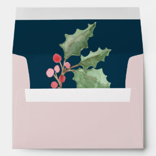 Enveloppe Christmas Greenery & Berry Navy Faire-part de mari