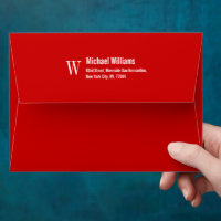 Christmas Red Monogramme Professional Adresse de r