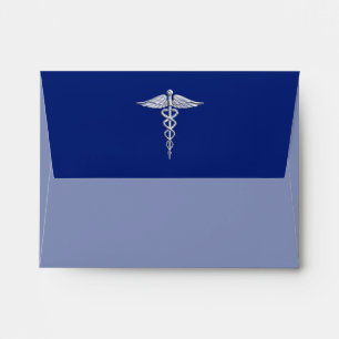 Enveloppe Chrome comme Caduceus Symbole Médicale Navy Blue