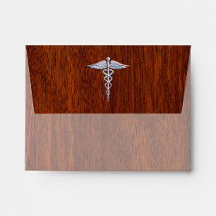 Enveloppe Chrome Comme Caduceus Symbole Médicale Style Mahog