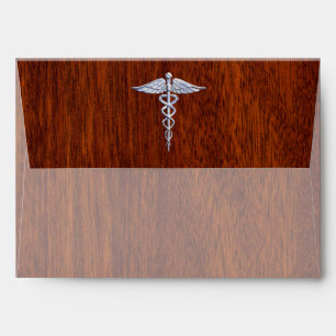 Enveloppe Chrome Comme Caduceus Symbole Médicale Style Mahog